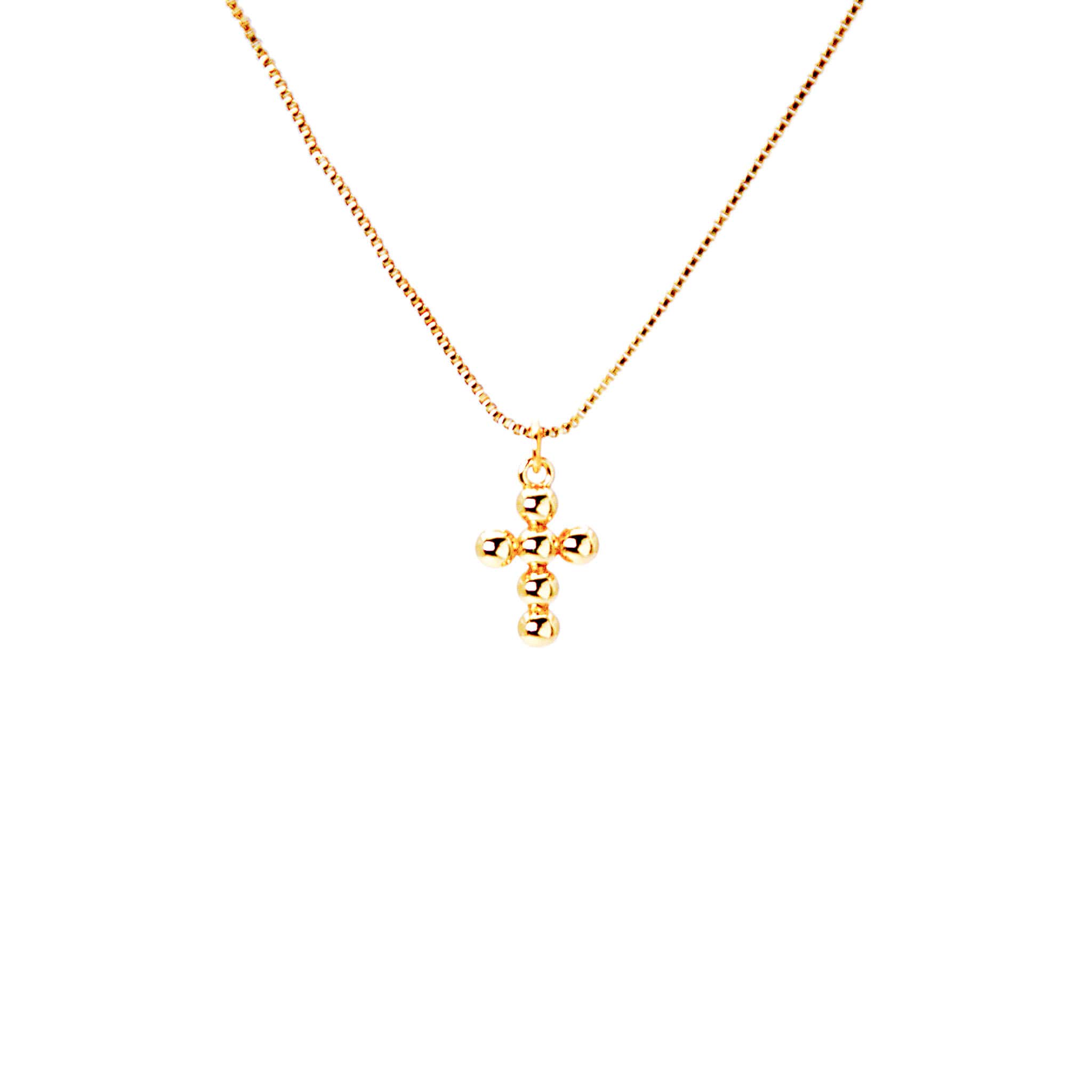 Collar Baño de Oro Cruz Siena balines